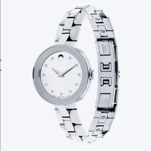 Ladies' Movado Sapphire™ 1/5 CT. T.W. Diamond Watch with Silver-Tone Dial